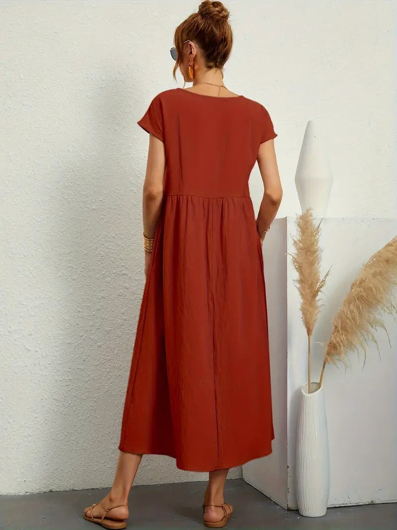 Drune | Raffinierte Leinen Sommerkleid mit Praktischen Taschen