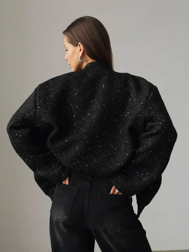 Drune - Damen Pailletten-Tweed-Jacke für einen glamourösen Touch