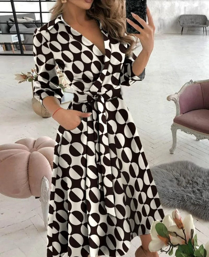Drune | Elegantes Midi Wickelkleid Perfekt für Formelle Anlässe Emilia