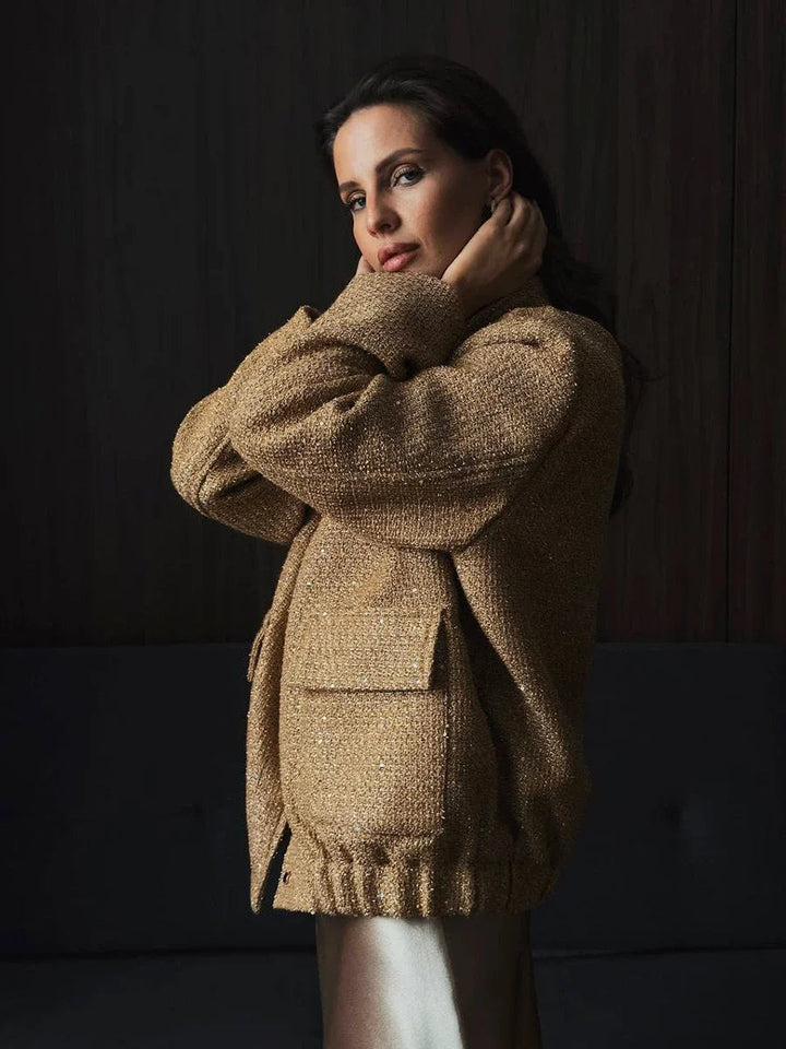 Drune - Damen Pailletten-Tweed-Jacke für einen glamourösen Touch