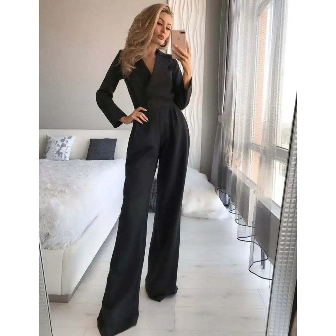 Drune | Eleganter Weißer Jumpsuit Mit V-Ausschnitt Für Damen