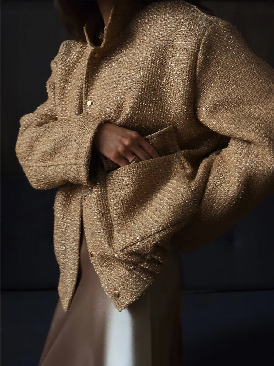 Drune - Damen Pailletten-Tweed-Jacke für einen glamourösen Touch