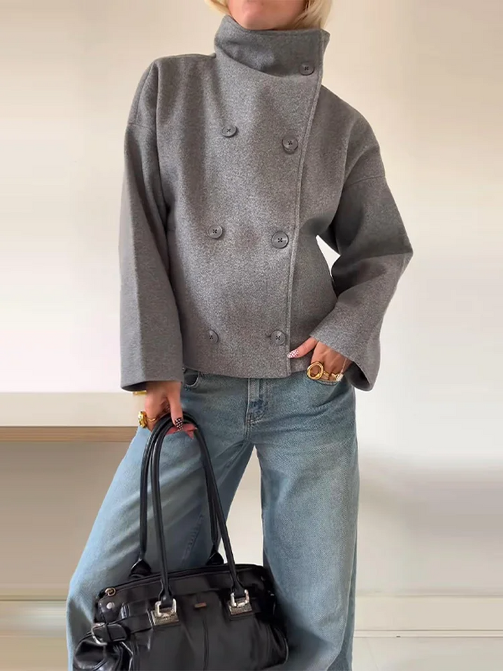 Drune | Kurzmantel - Oversized Fit - Wollmischung - Stehkragen - Doppelter Versuch