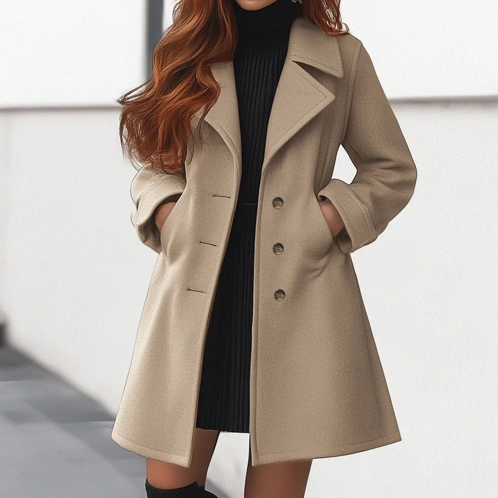 Drune | Langmantel - Tailored Fit - Wolloptik - Einreihig - Reverskragen