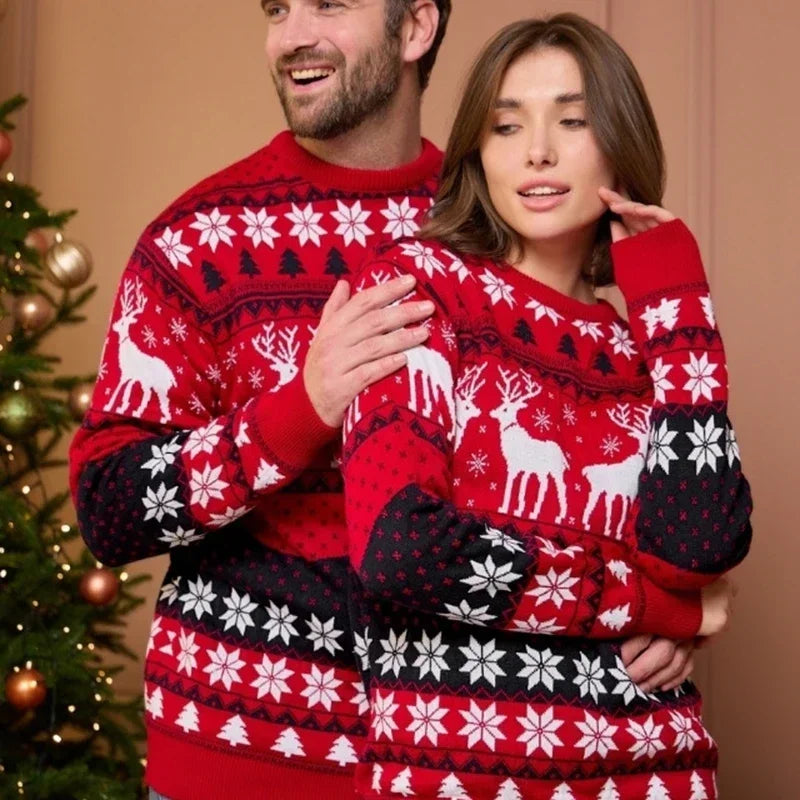Drune | WeihnachtsSweater Baumwollmischung mit festlichem Druck - Unisex Wintersweater