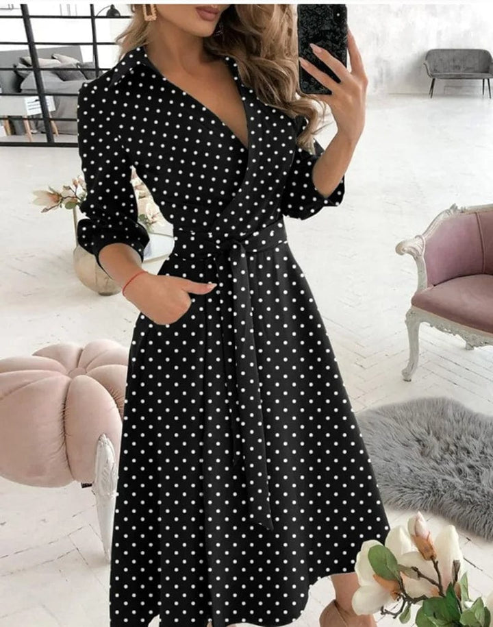 Drune | Elegantes Midi Wickelkleid Perfekt für Formelle Anlässe Emilia