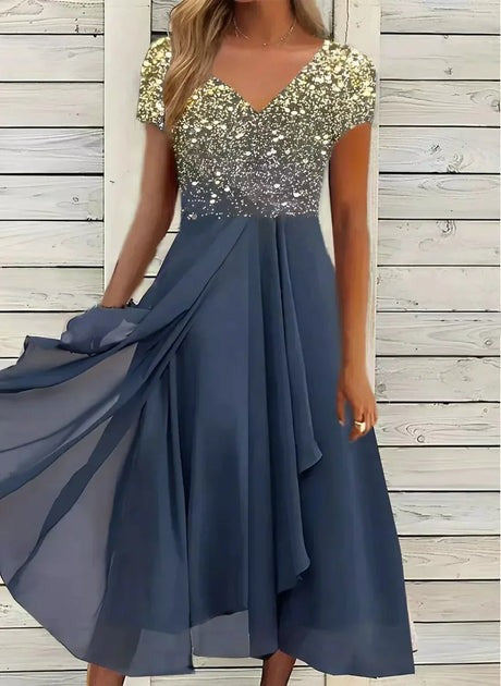 Drune | Bedrucktes Kleid mit fließendem Rock für Damen