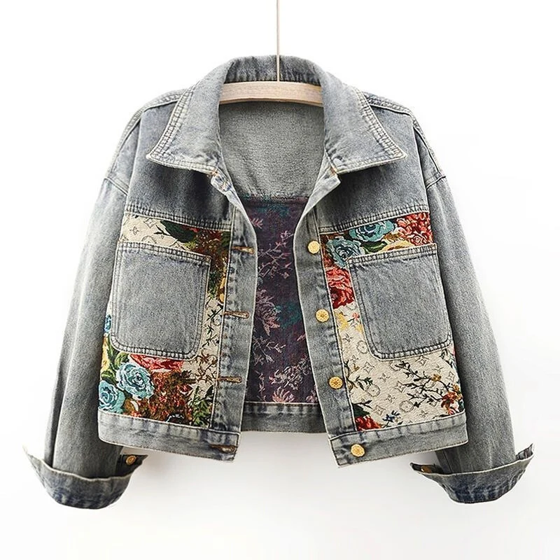 Drune | Jeansjacke mit Blumen