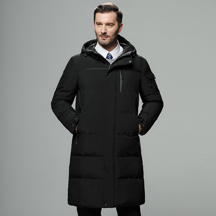 Drune | Pufferjacke Webmischung Lange Länge Verstellbare Kapuze & Bündchen