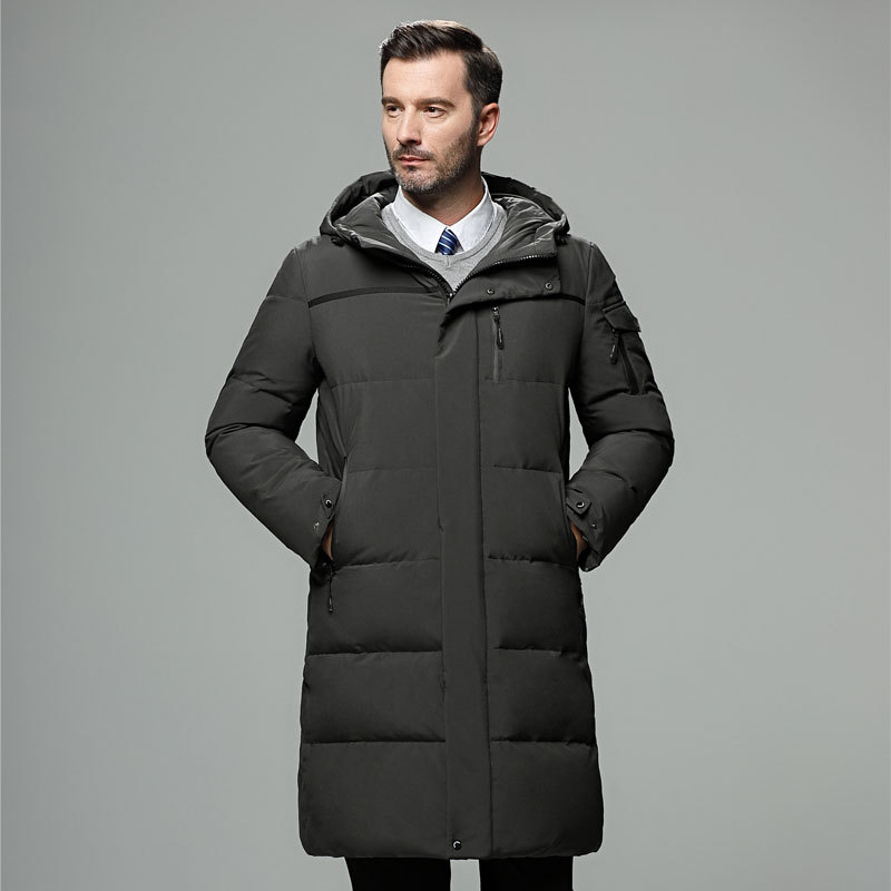 Drune | Pufferjacke Webmischung Lange Länge Verstellbare Kapuze & Bündchen