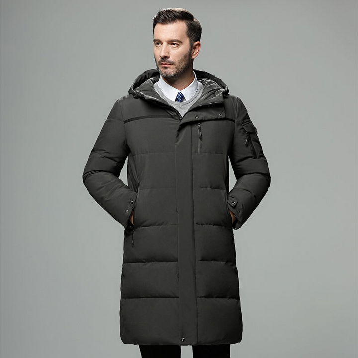 Drune | Pufferjacke Webmischung Lange Länge Verstellbare Kapuze & Bündchen