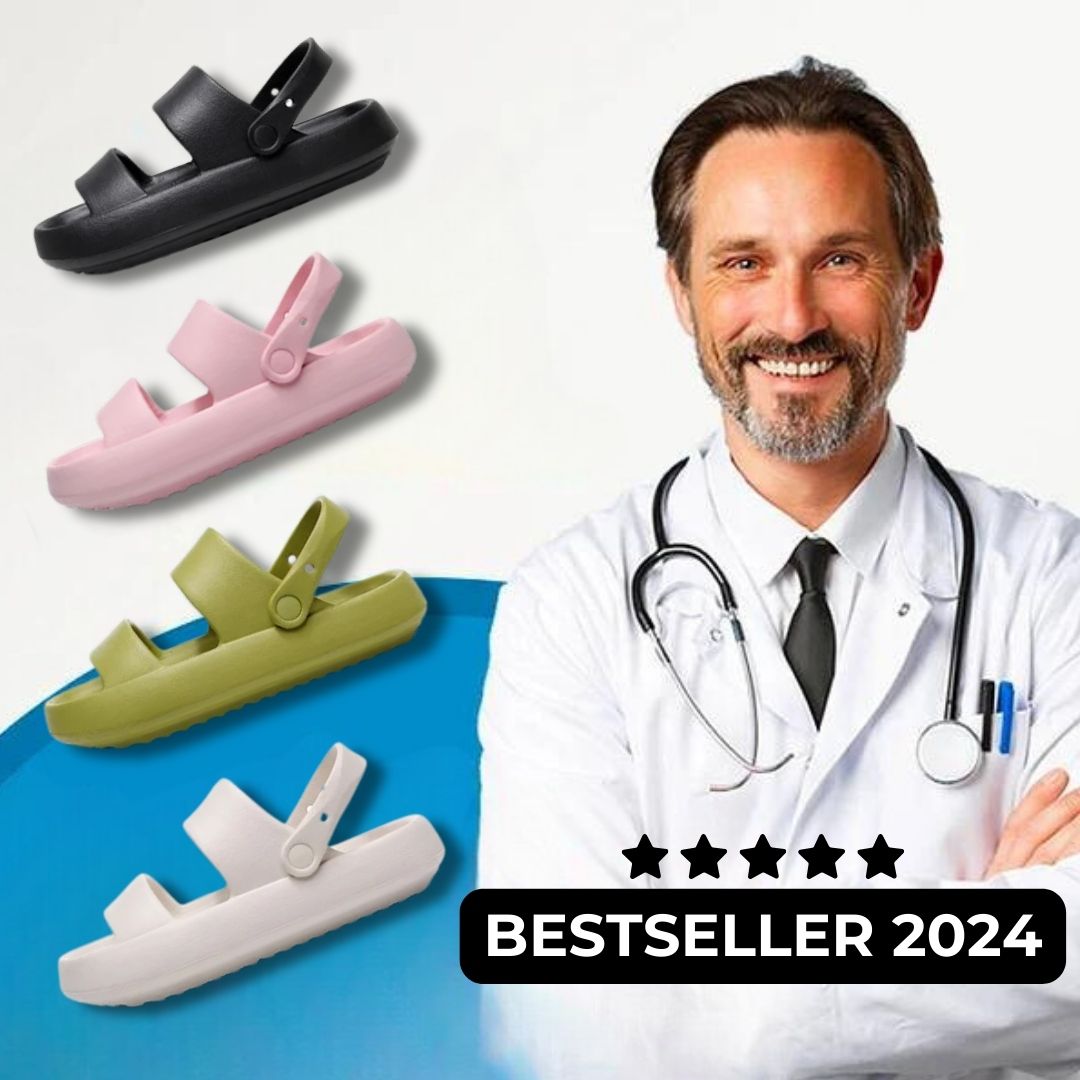 Drune - Orthopädische Sandalen | Comfort Plus Pantoletten mit Doppelriemen | Gepolsterte, lässige Slip-On-Sandalen