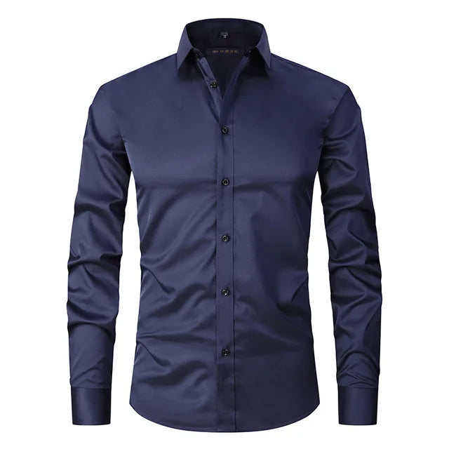 Drune | Herren Slim Passform Stretchstoff Bügelfrei Button Down Kragen