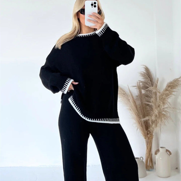 Drune | Damen Strick Zweiteiler mit Pullover und Hose