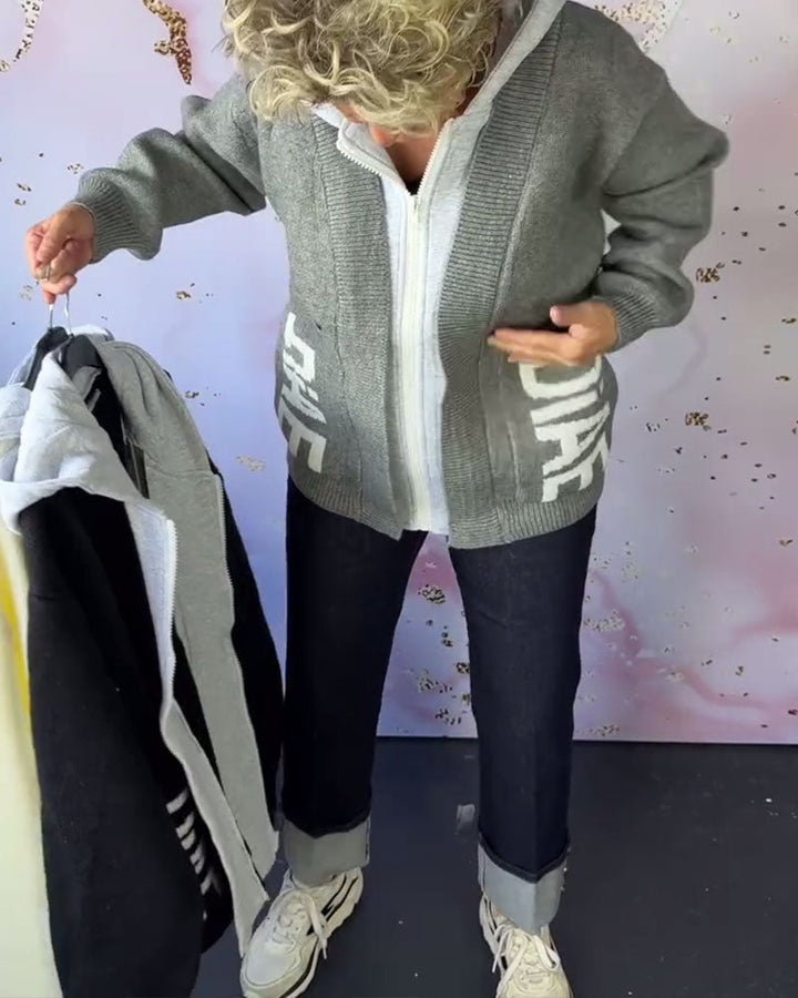 Drune | Langärmliger Pullover Mantel mit Buchstaben