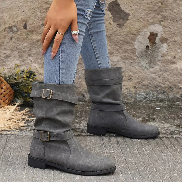 Drune | vintage schnalle strap western ankle boots für frauen