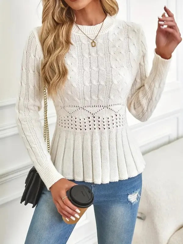 Drune | Gemütlicher schicker Grobstrickpullover mit Rundhalsausschnitt