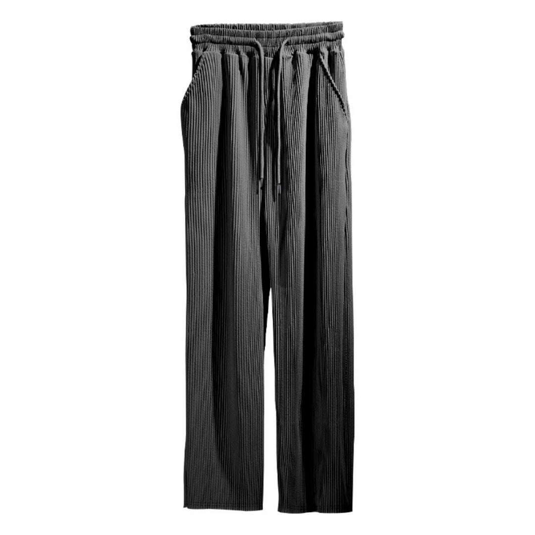 Drune | Dropping Gestreifte Hose mit hoher Taille und weitem Bein