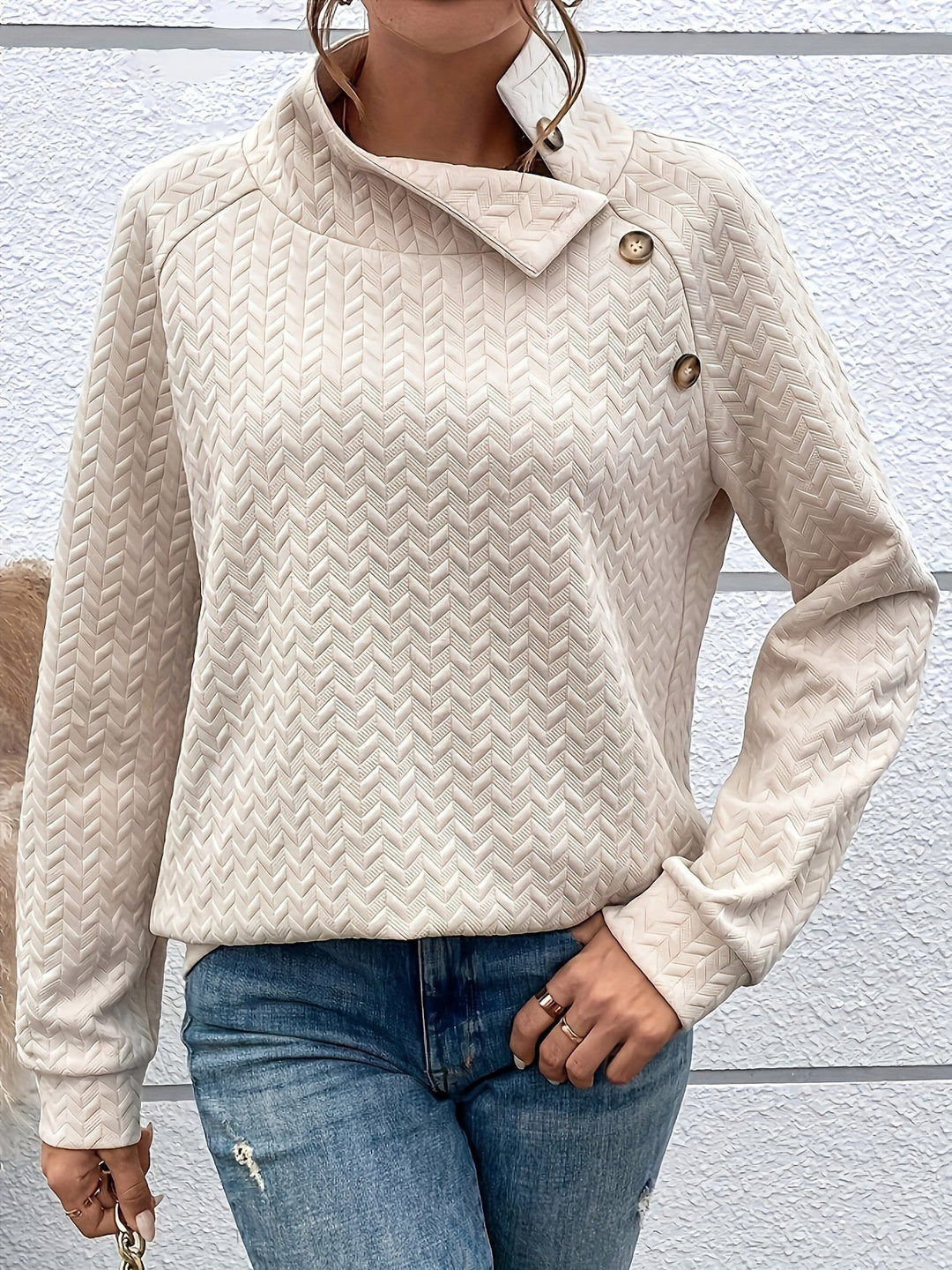 Drune | Leichtgewicht Pullover mit Hohem Kragen und Knöpfen Polyester Elegant und Komfortabel