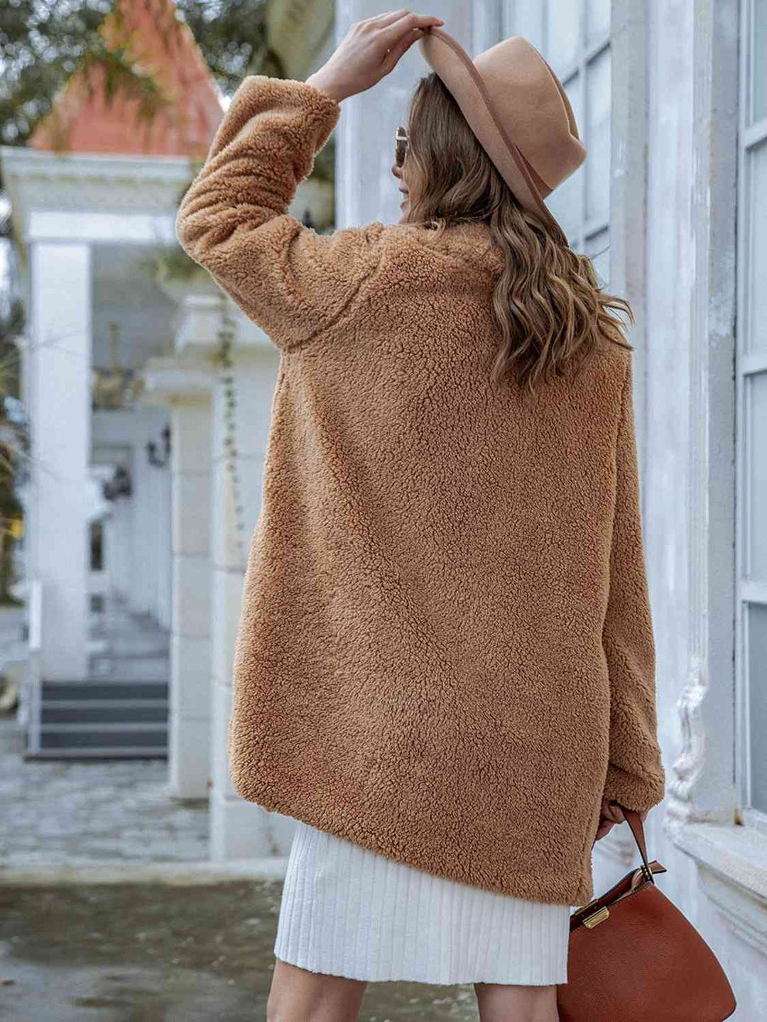 Drune | Langarm Teddy Mantel mit Taschen