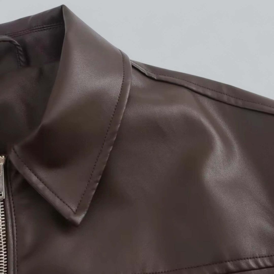 Drune | Damen Vintage Stil Kunstlederjacke