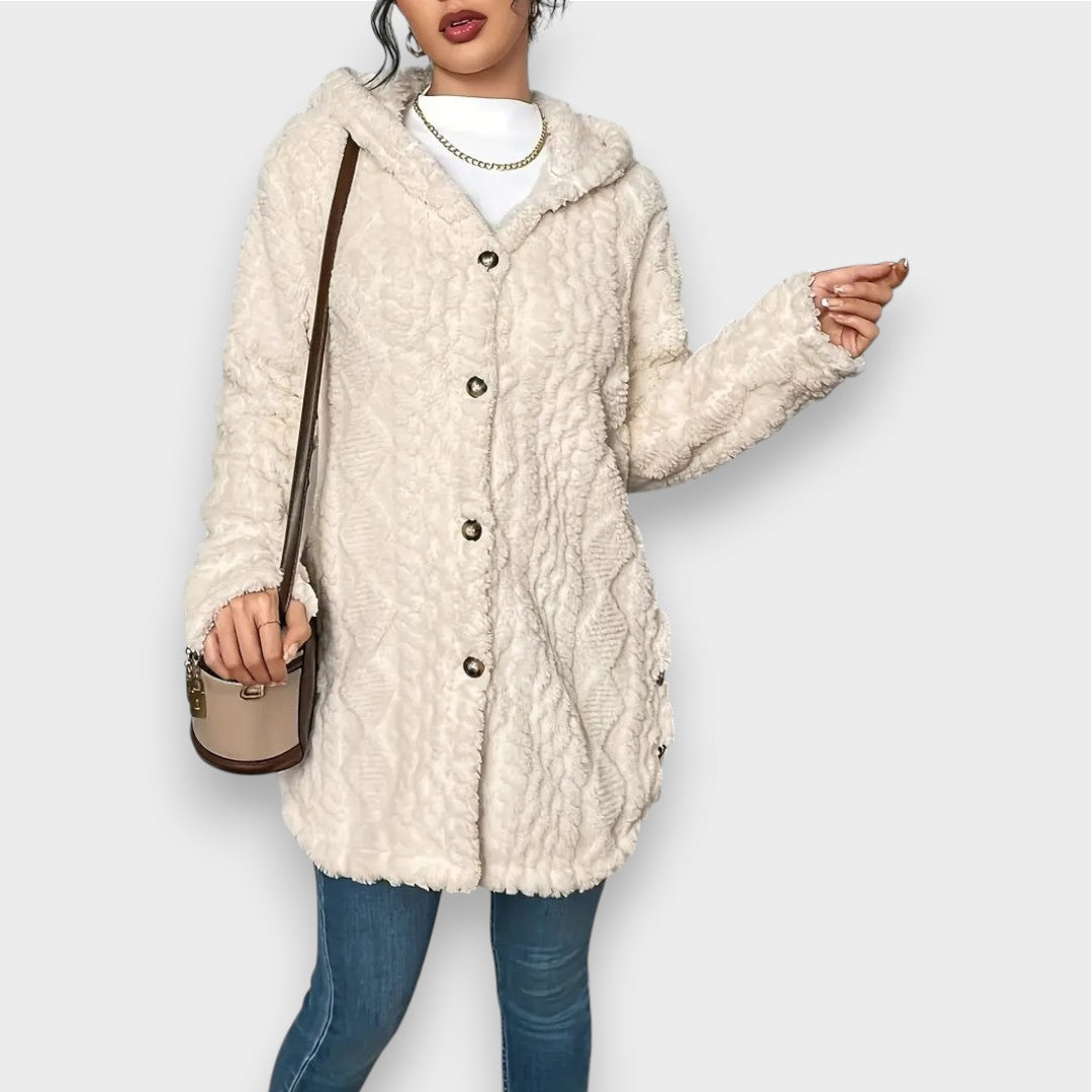 Drune | Cozy plush hooded cardigan sweater