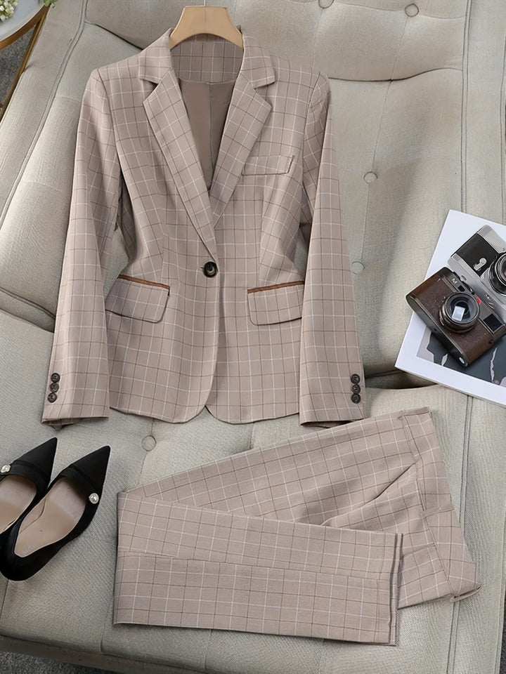 Drune | Karo Muster Blazer Outfit Set Für Damen - Perfekt für den Alltag