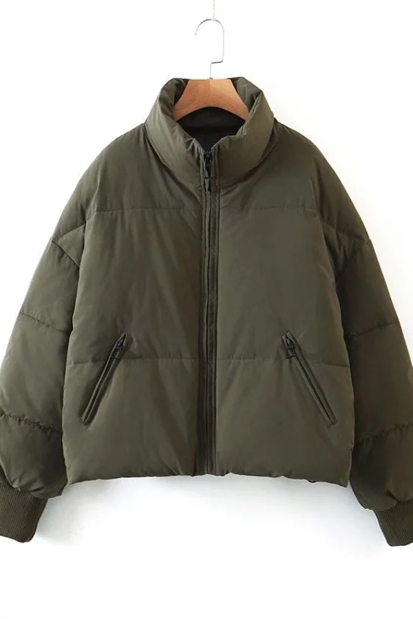 Drune | Kragen Reißverschluss Tasche Dick Warm Baumwolljacke