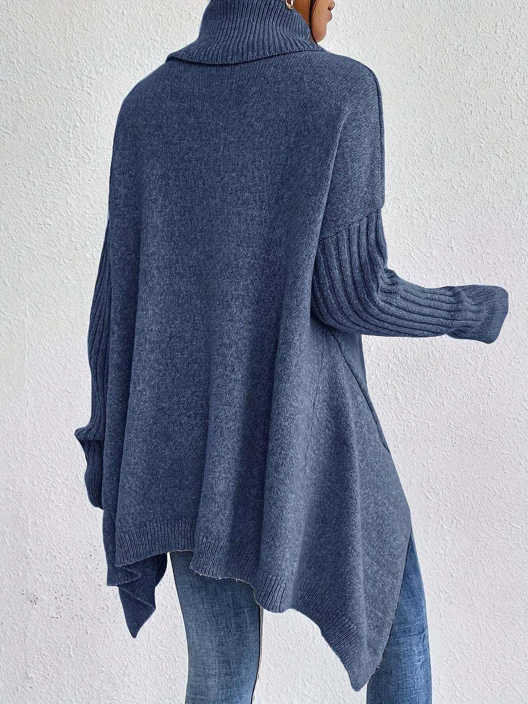 Drune | Baumwoll-Rollkragenpullover mit asymmetrischem Saum und langen Ärmeln Pullover Damen - Perfekt für den Alltag