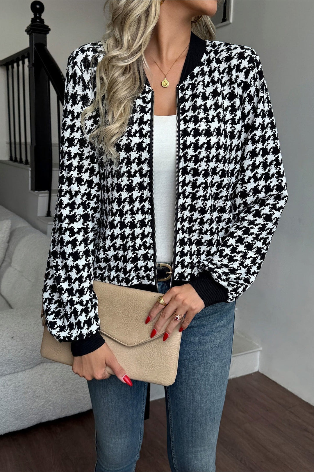 Drune | Ärmel Hahnentritt Fitted Jacke