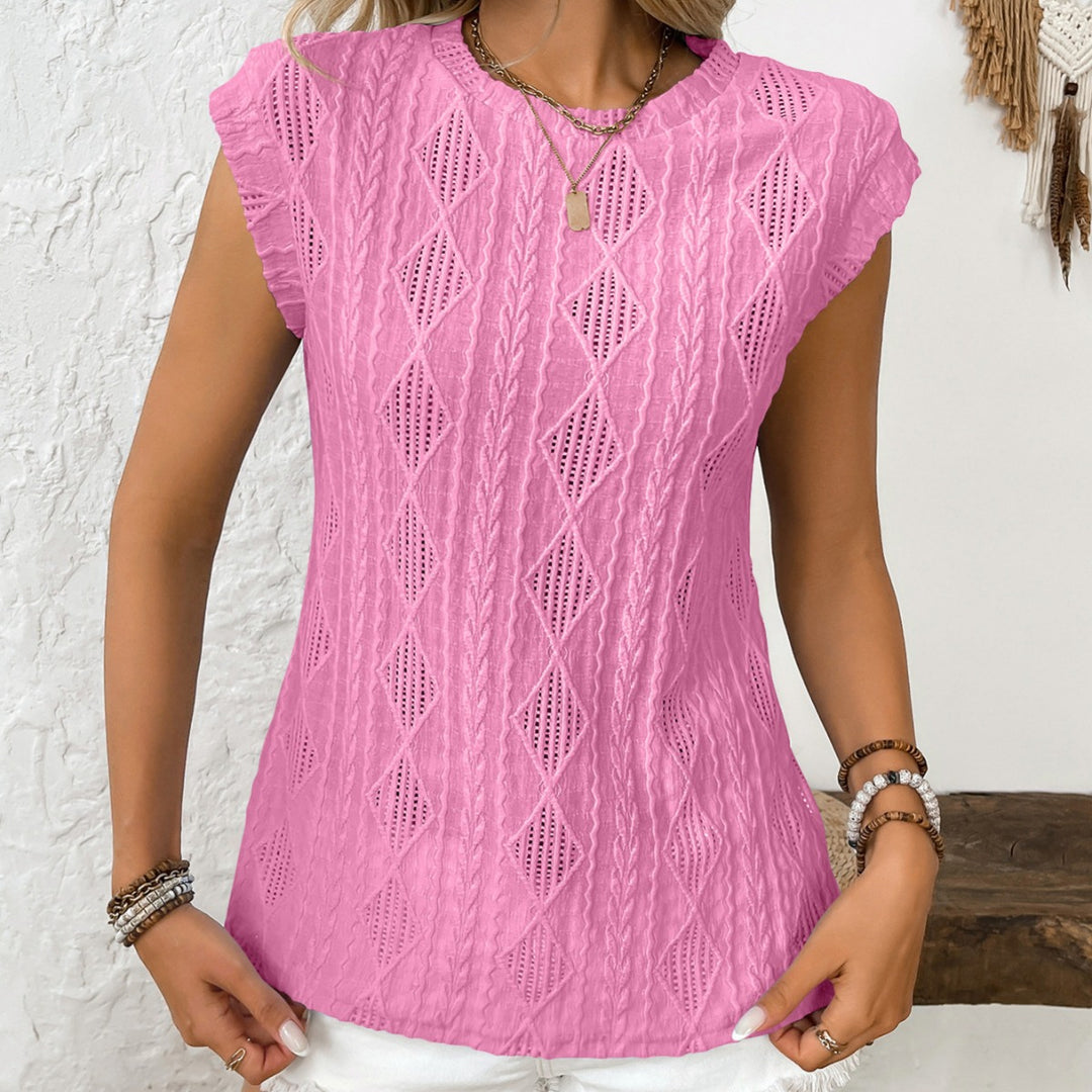 Drune | Jacquard T-Shirt mit Rundhalsausschnitt und kurzen Ärmeln