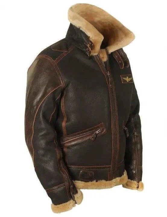 Drune | Vintage Charme: Schafsfell Pilotenjacke