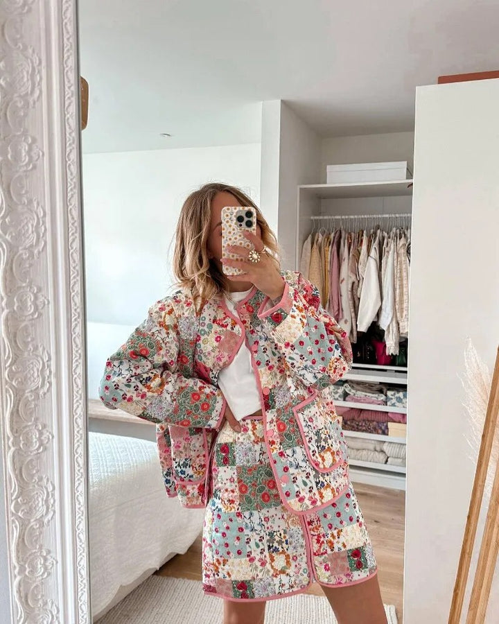 Drune | Blumen Patchwork Jacke Polyester Bunt, Gemütlich