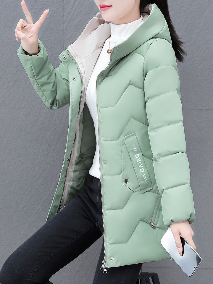 Drune | Warme Lange Puffer Winterjacke mit Kapuze für Frauen - Ideal für Winter