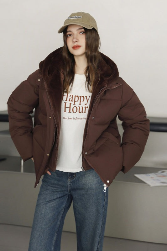 Drune | Fellpaneel gekürzter Pufferjacke