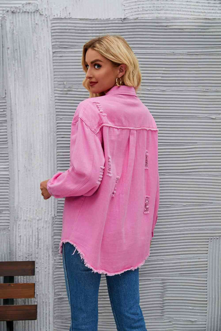 Drune | Zerrissene Rohsaum-Denimjacke