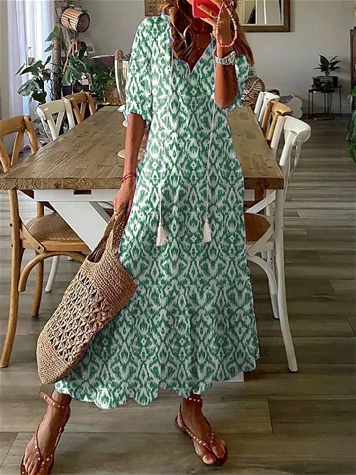 Elegante Maxikleid mit V-Ausschnitt und Blumenmuster