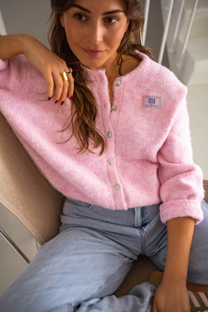 Drune | Chic pink quilted cardigan for layered looks