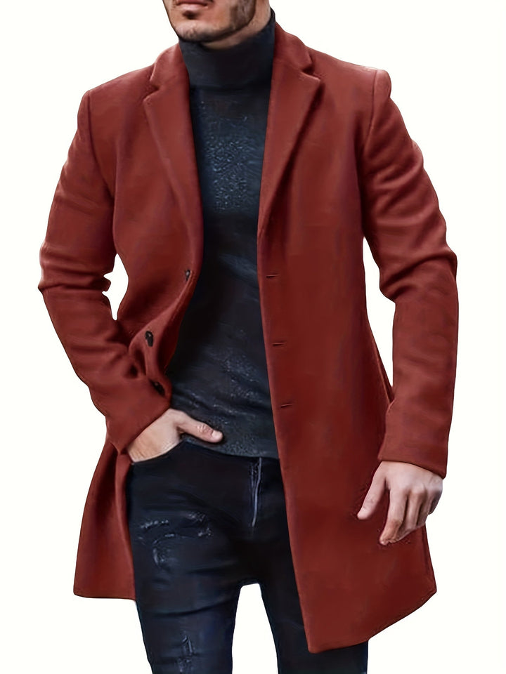Drune | Elegante mittellange Winterjacke mit einfacher Knopfverschluss für Männer - Ideal für den Winter