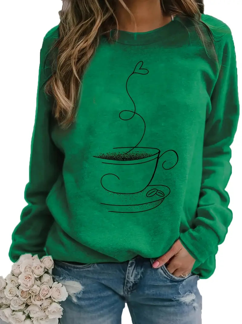 Drune | Gemütliches Kaffee Grafisch Sweatshirt