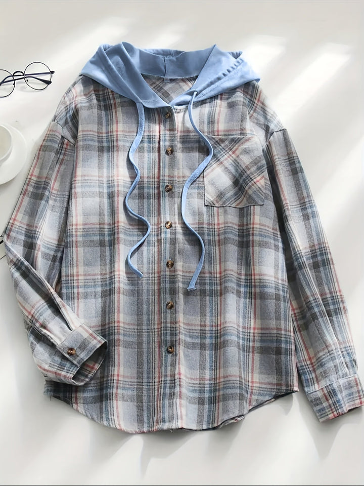Drune | Karierte Jacke mit Kapuze Baumwolle und Polyester Leger und Komfortabel