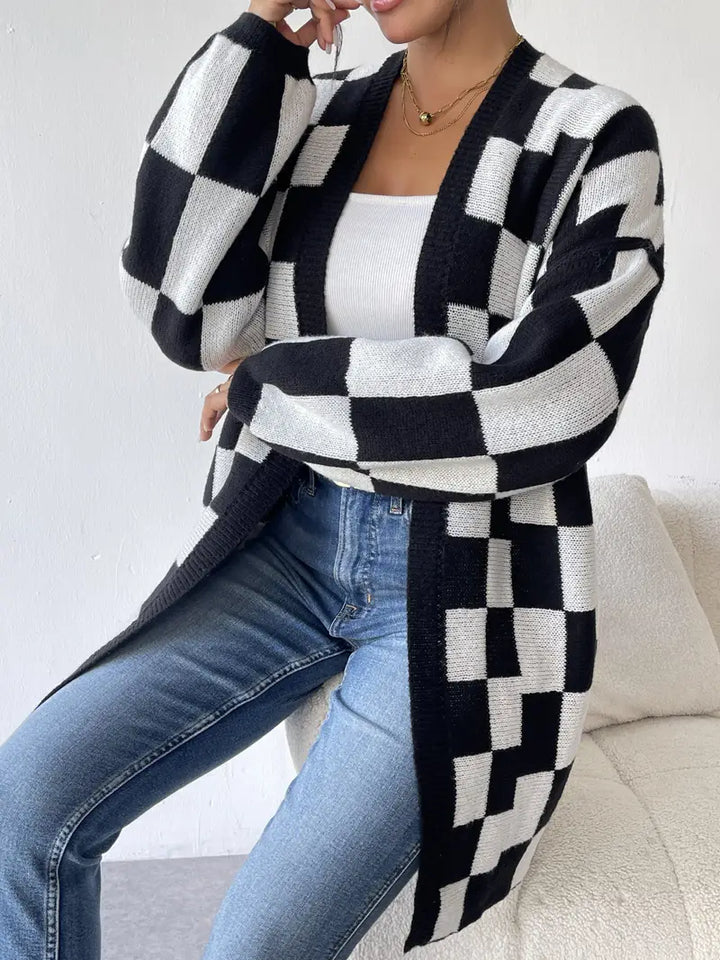 Drune | Karierter Strickcardigan