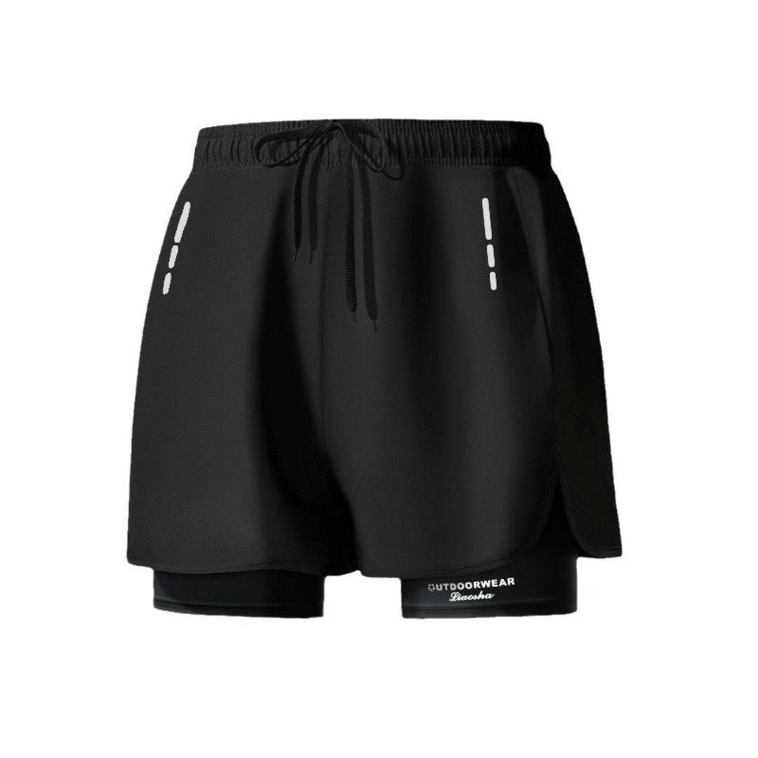 Drune | Doppellagige Herren Sport Fitness Anti-Peinlichkeit Strandhose