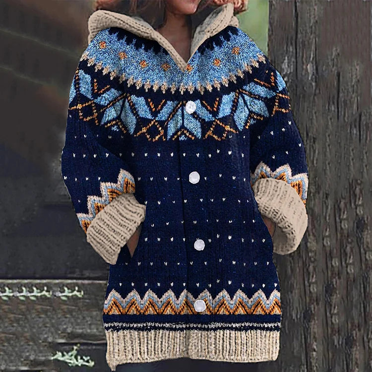 Drune | Warmer Strickcardigan mit Print