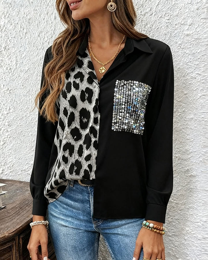 Drune | Leopardenmuster Kontrast Strass
