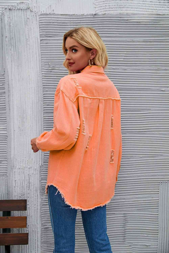 Drune | Zerrissene Rohsaum-Denimjacke