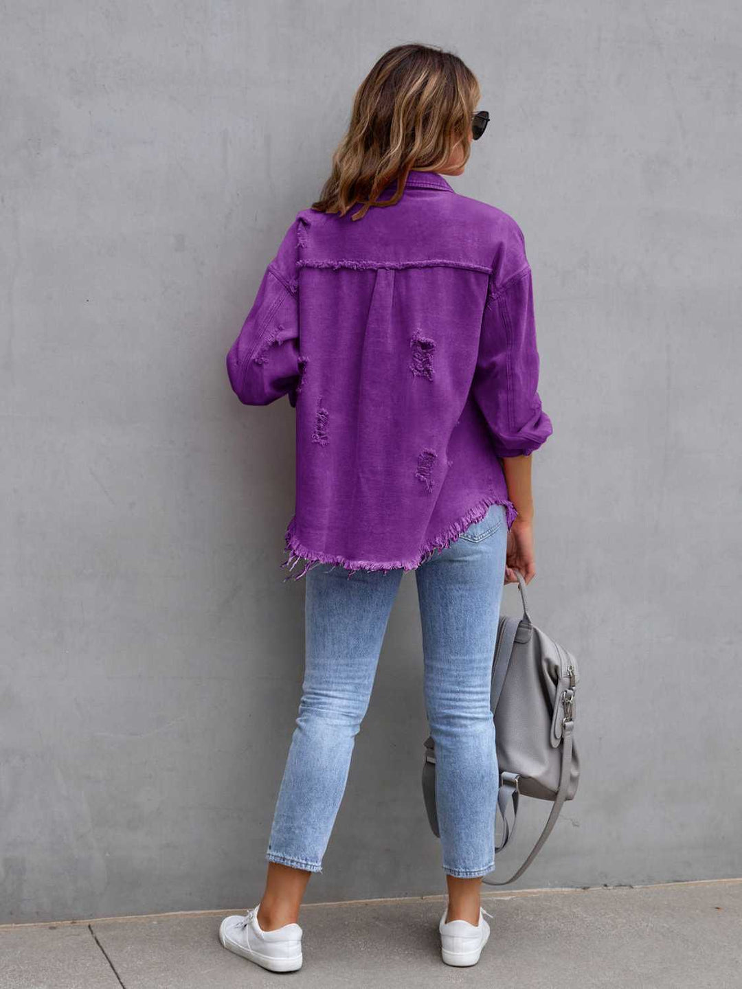 Drune | Distressed Drop Shoulder Denimjacke