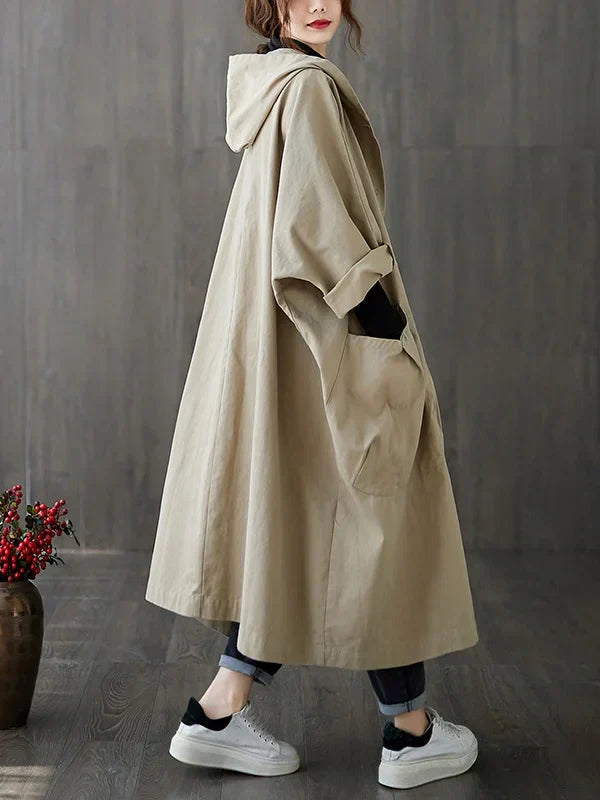 Drune | Longline Mantel - Mit Kapuze und aufgesetzten Taschen