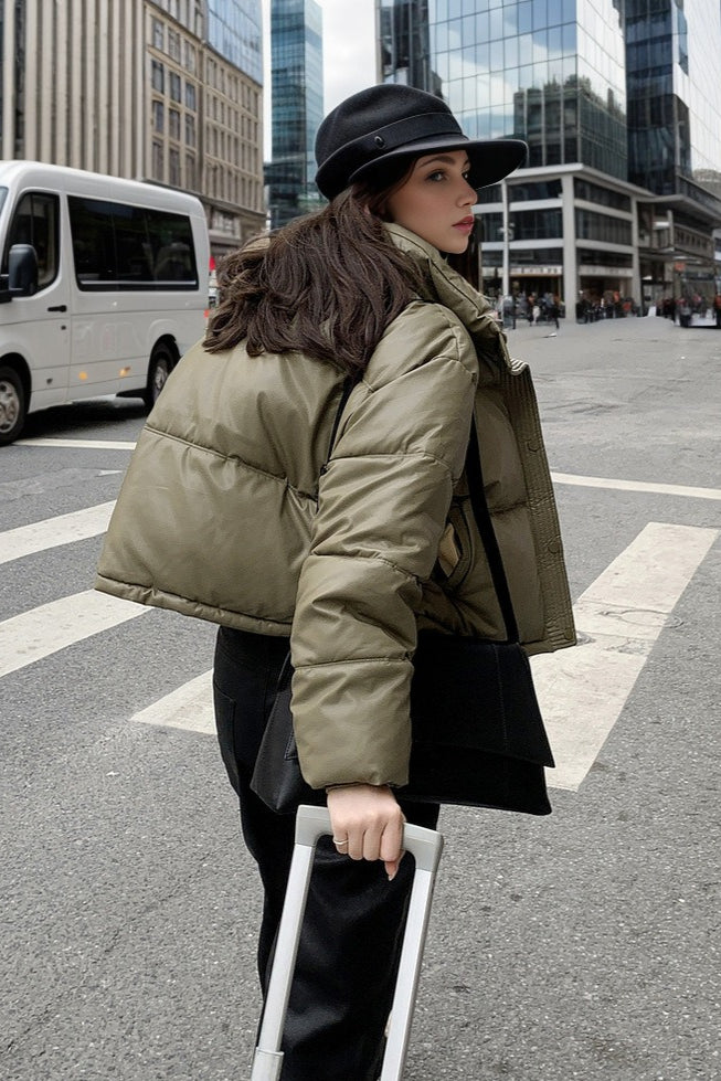 Drune | Faux Leather Isolierte Pufferjacke