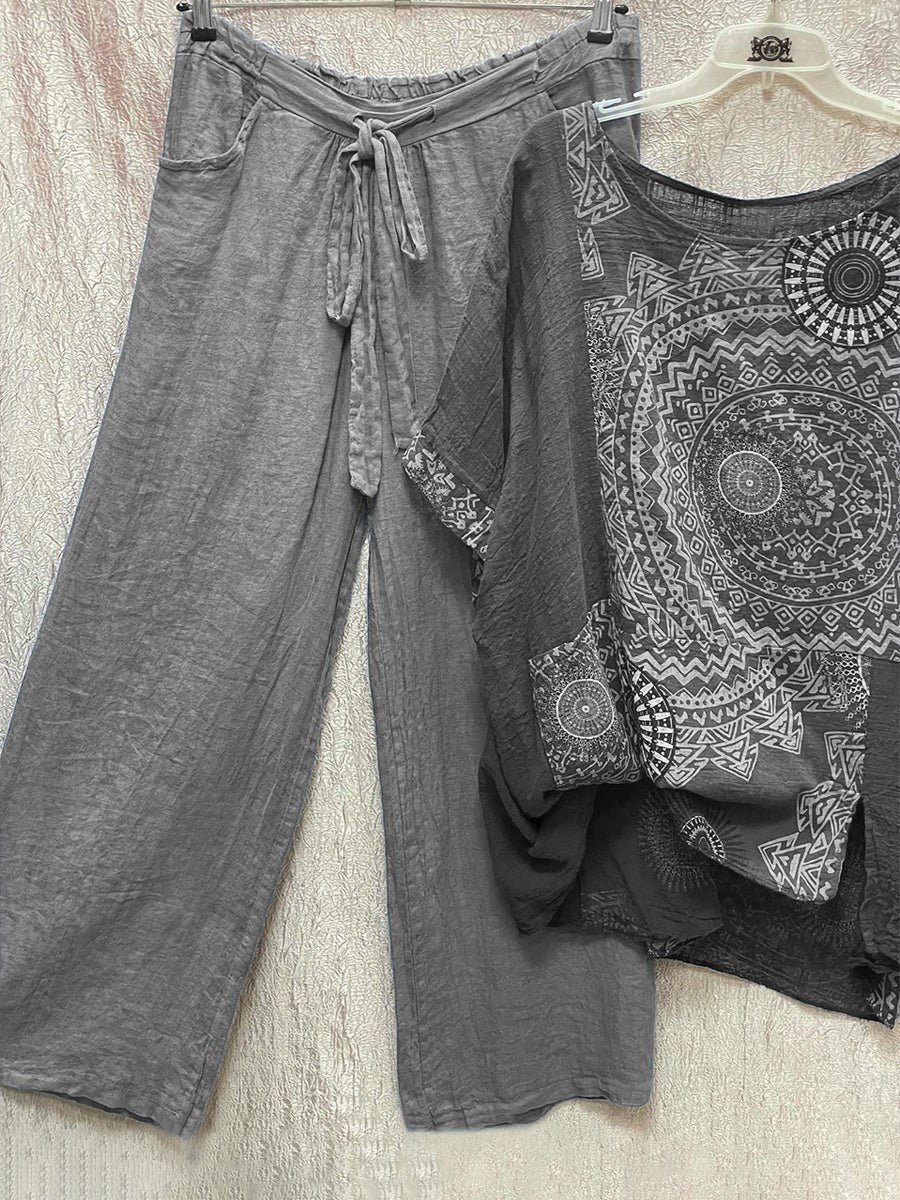 Drune | Zweiteiliges Set mit Losem Bohemian-Druck
